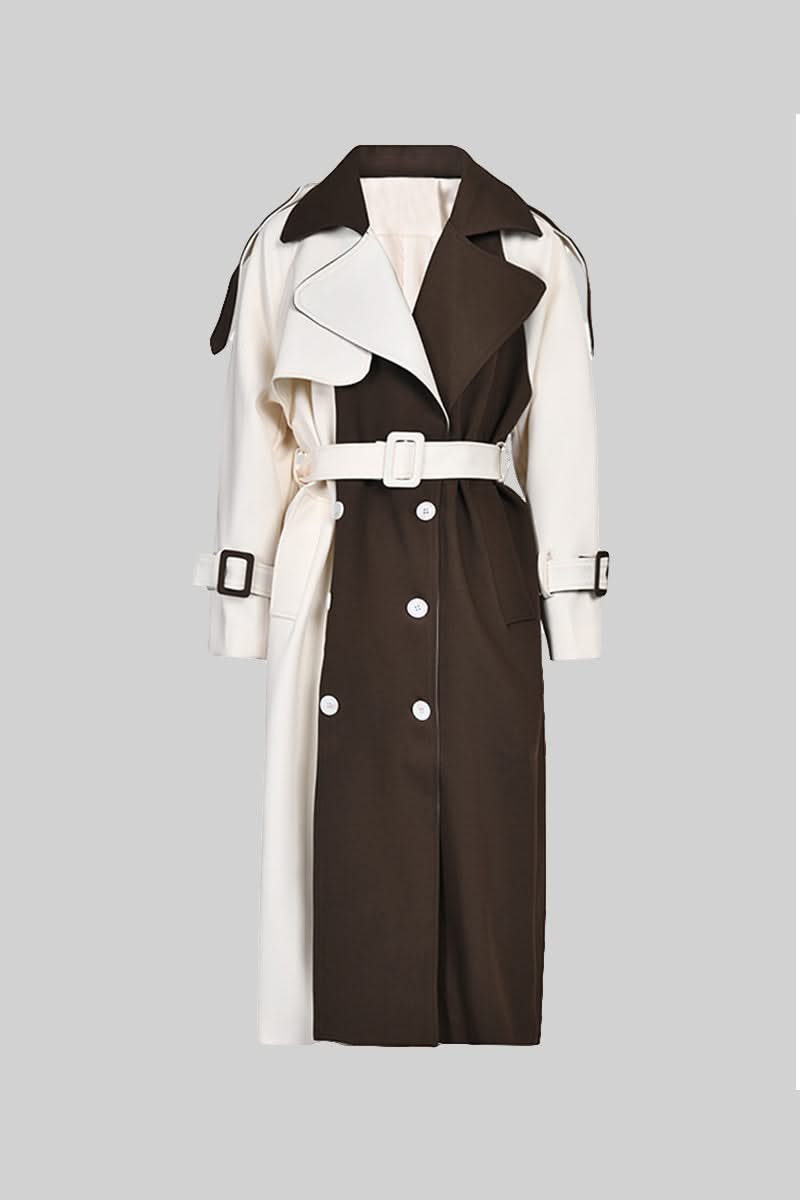 Averie Dual-Tone Trench Coat – Mocha & Ivory