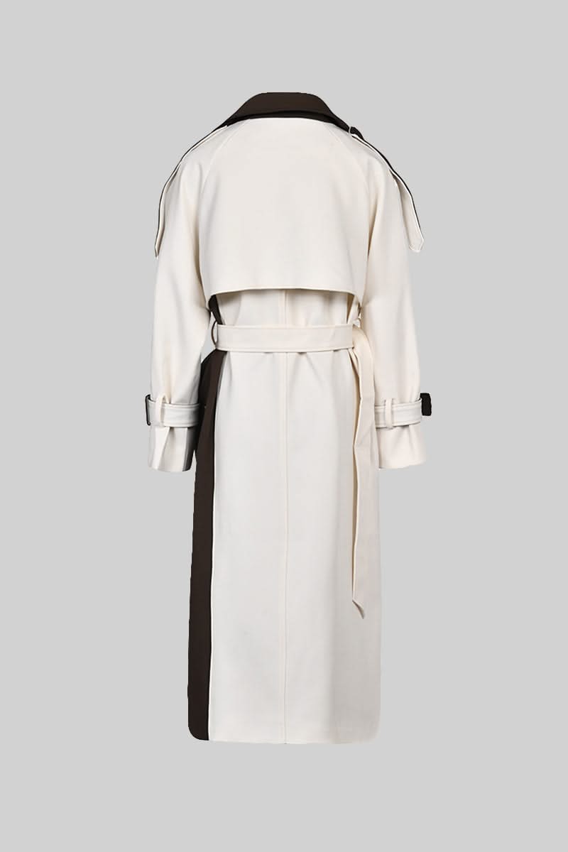 Averie Dual-Tone Trench Coat – Mocha & Ivory