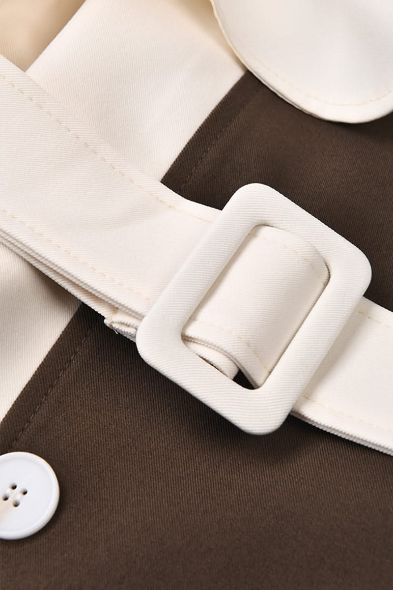 Averie Dual-Tone Trench Coat – Mocha & Ivory