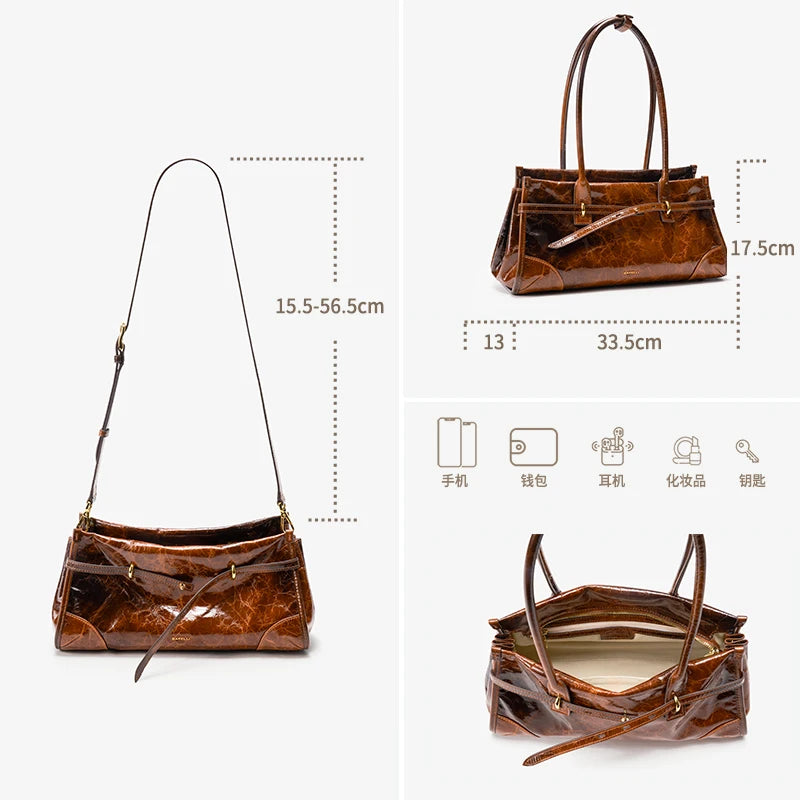 Roselle Saffiano Shoulder Bag - Molten Caramel