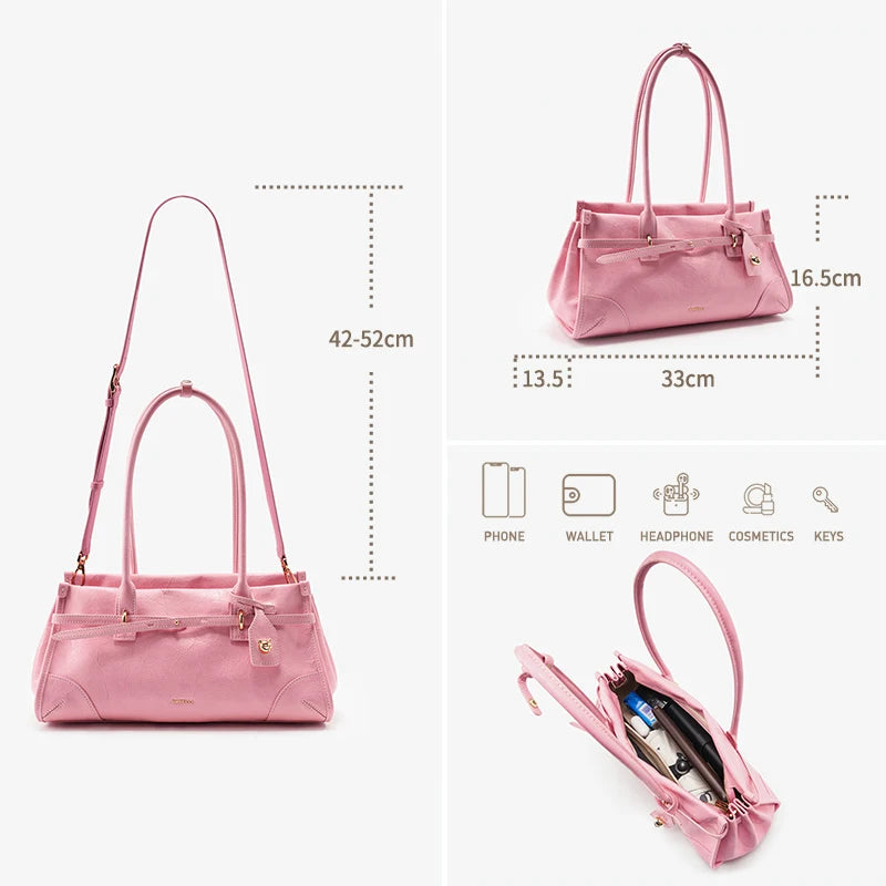 Roselle Saffiano Shoulder Bag - Blushed Pink