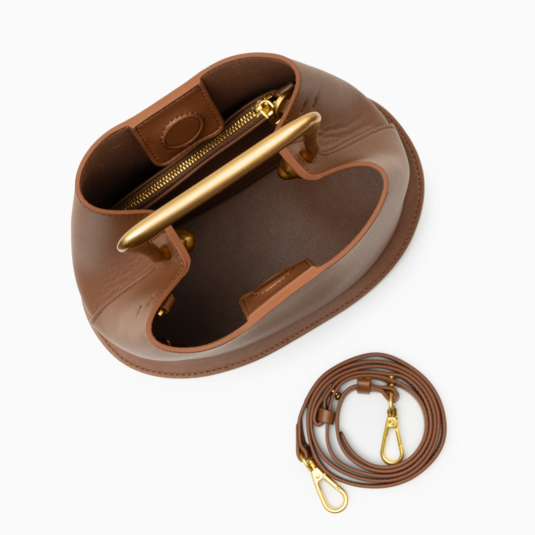 Mira Curve Handle Bag - Burnt Caramel