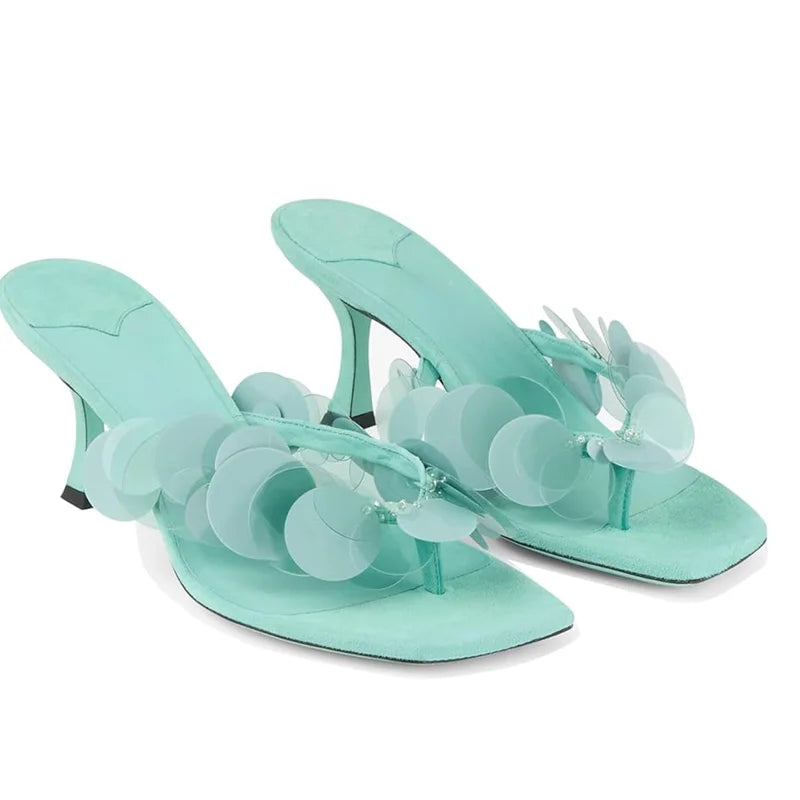 Aqua Bloom Stiletto Sandals - Mint Green