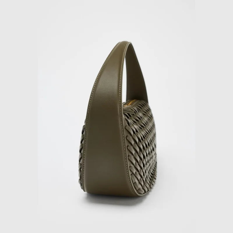 Milano Braidwork Shoulder Bag - Khaki Green