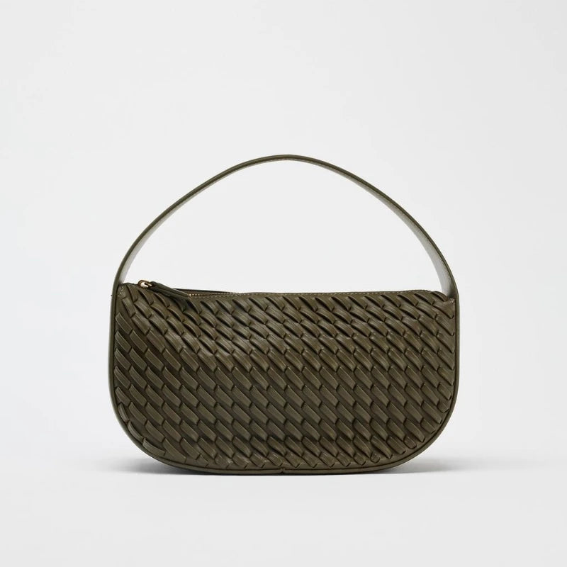 Milano Braidwork Shoulder Bag - Khaki Green