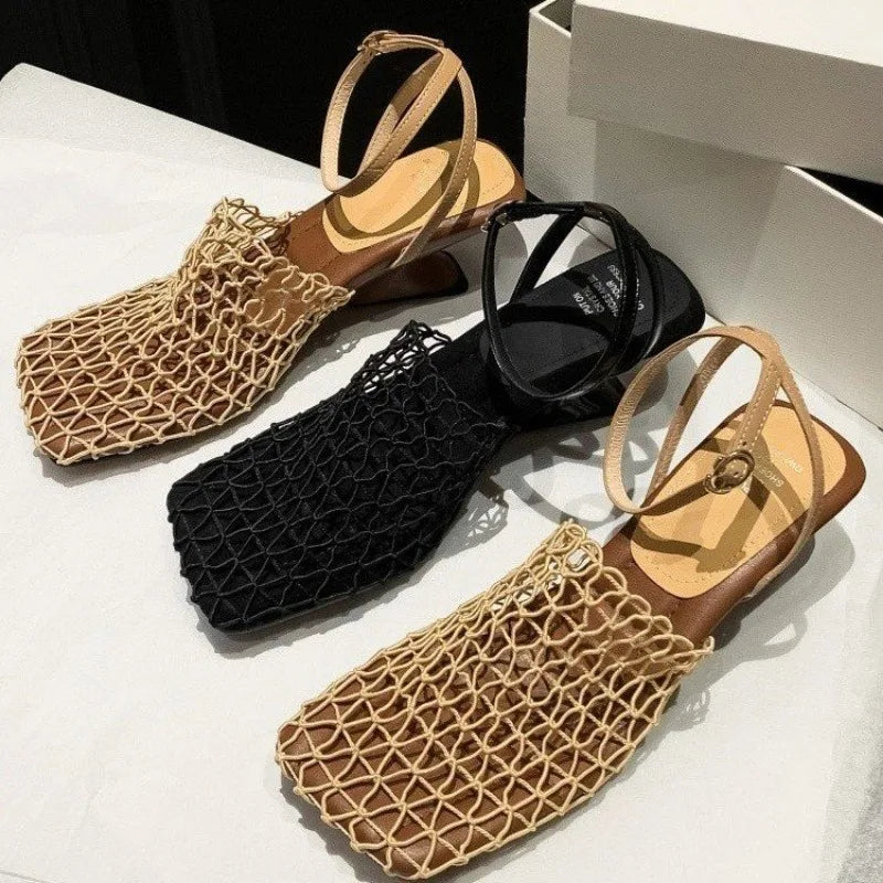 Nataša Net Sandal Mule - Honeycomb Nude
