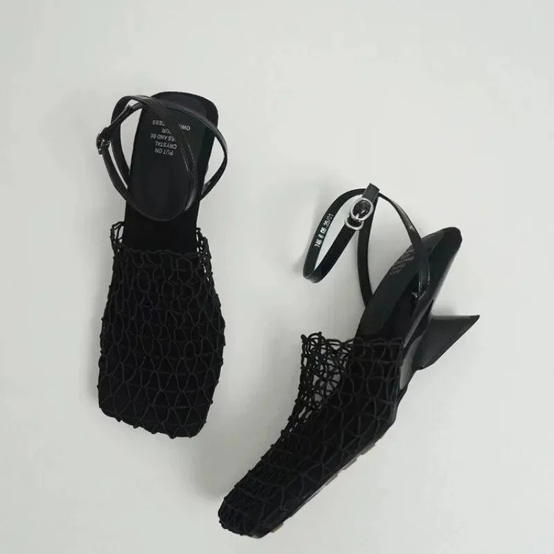 Nataša Net Sandal Mule - Honeycomb Nude