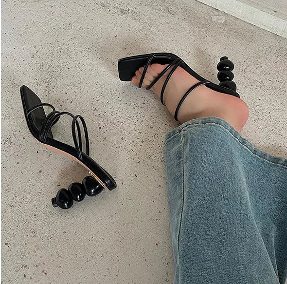 Sculpted Three Sphere Sandal - Chestnut Leather