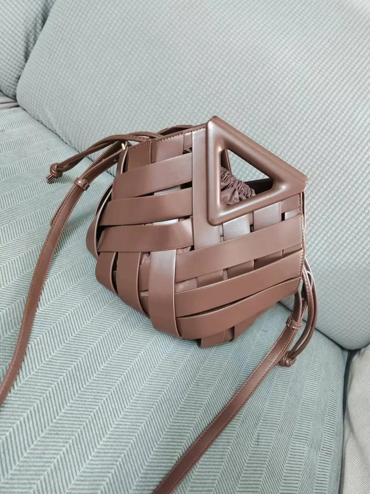 Aria Weave Sphere Clutch - Mocha Brown