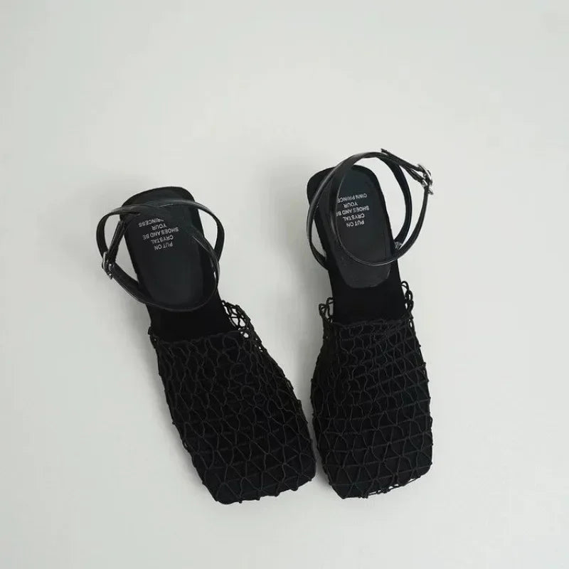 Nataša Net Sandal Mule - Honeycomb Nude