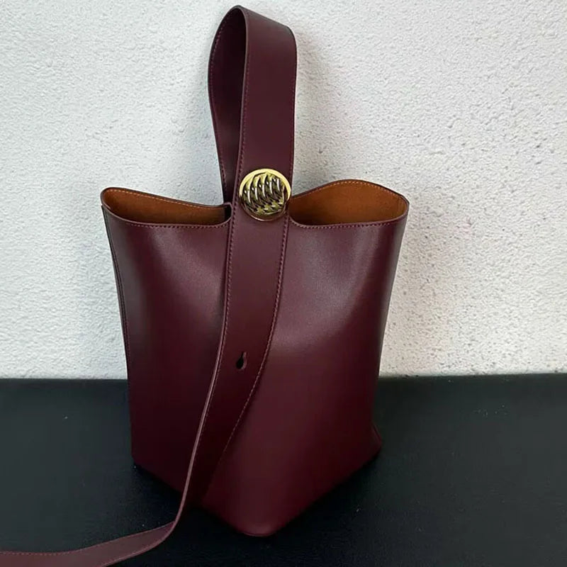 Bellini Polished Barrel Bag - Crushed Wine