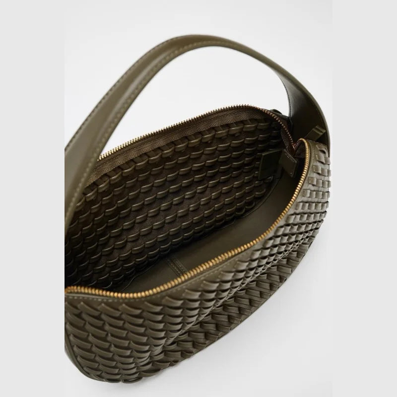 Milano Braidwork Shoulder Bag - Khaki Green