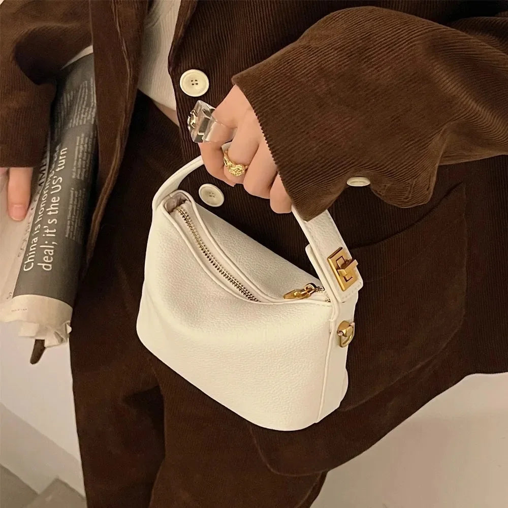 Cansu Clasp Mini Curve Bag - Vanilla Cream