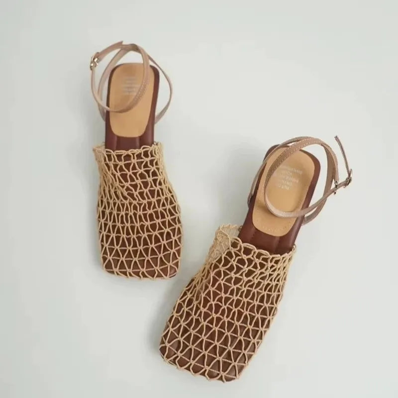 Nataša Net Sandal Mule - Honeycomb Nude