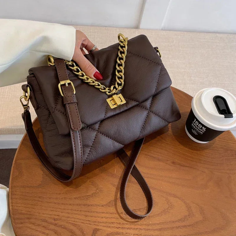 Mirelle Chain Pillow Bag - Rouge Brown