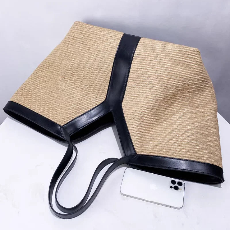 Yas Woven Beach Day Bag - Black