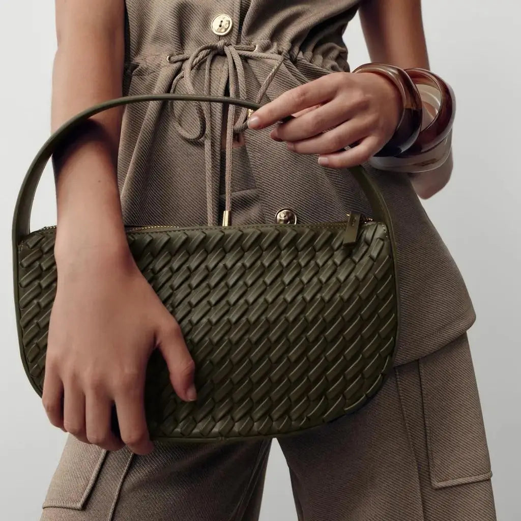 Milano Braidwork Shoulder Bag - Khaki Green