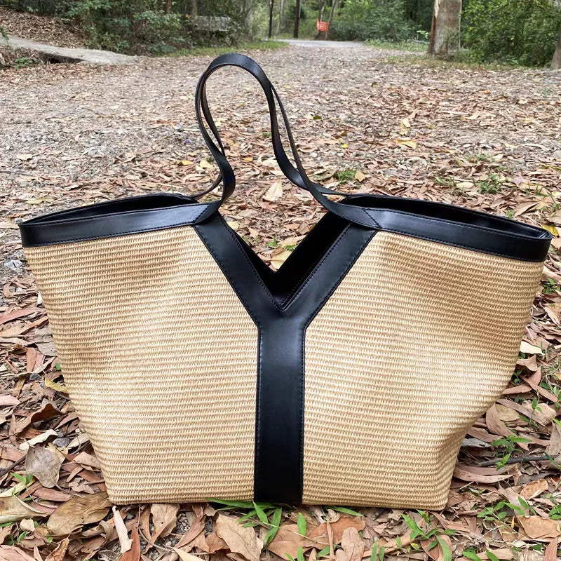 Yas Woven Beach Day Bag - Black