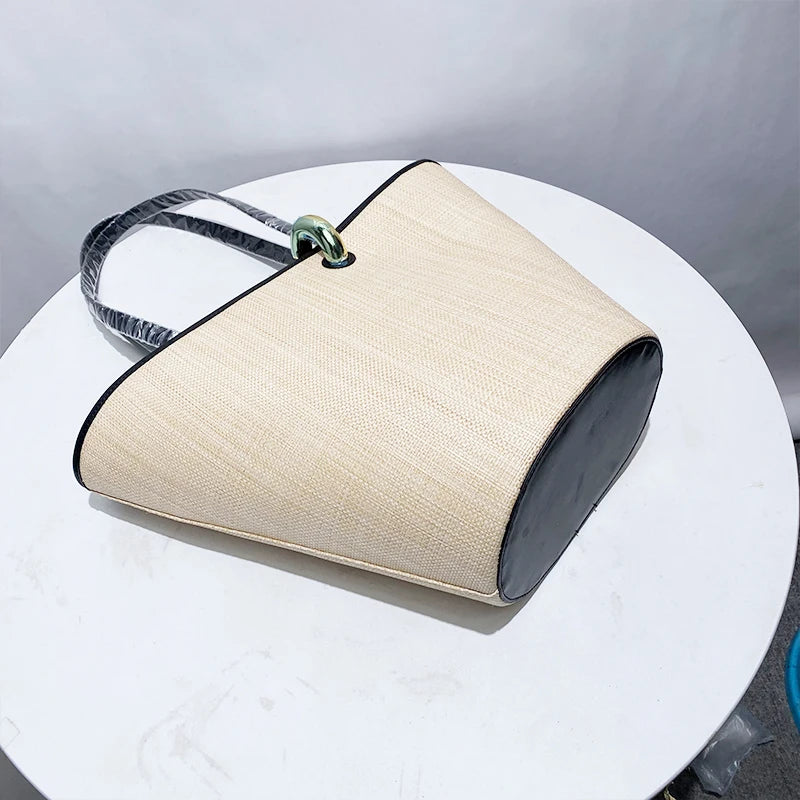 Isola Hourglass Ring Bag - Woven Beige