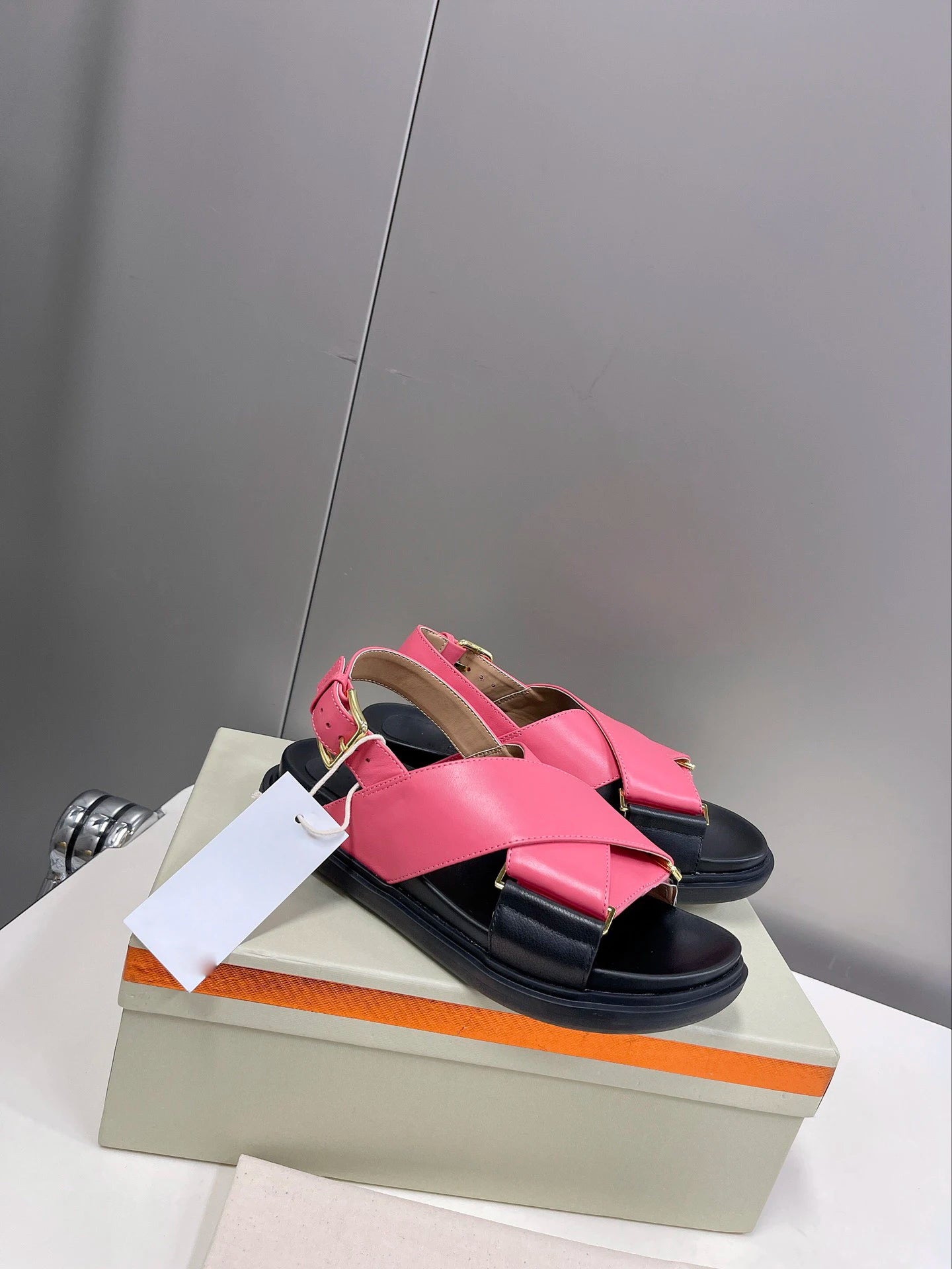 Cami Cross Strap Sandal - Fushia Pink