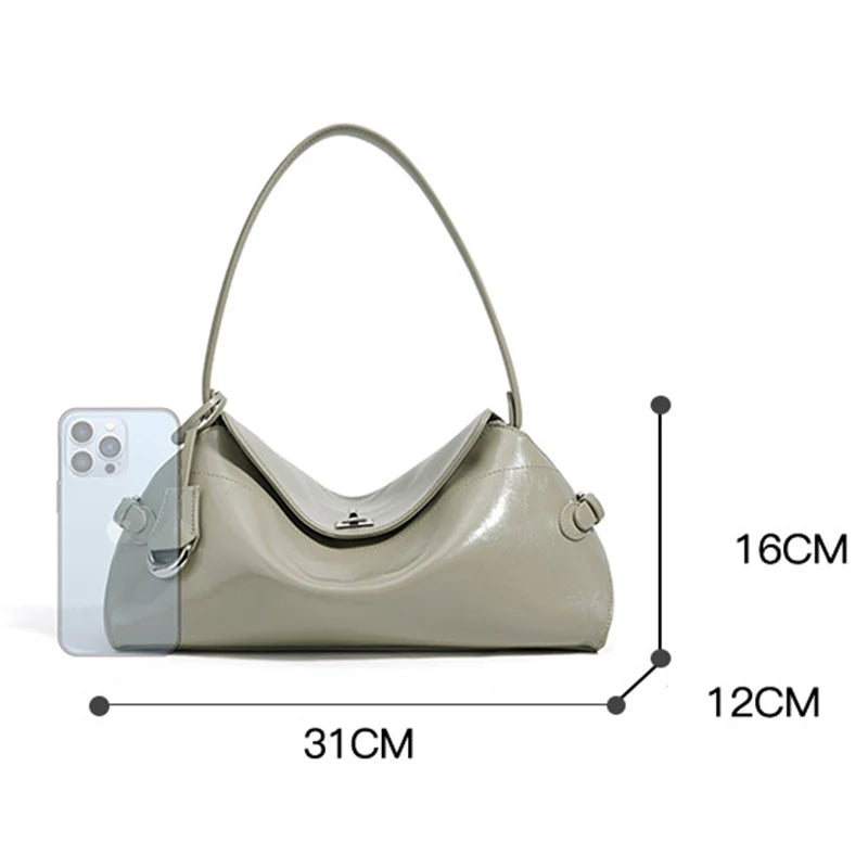 Valetta Clasp Shoulder Bag - Sagewood Gray