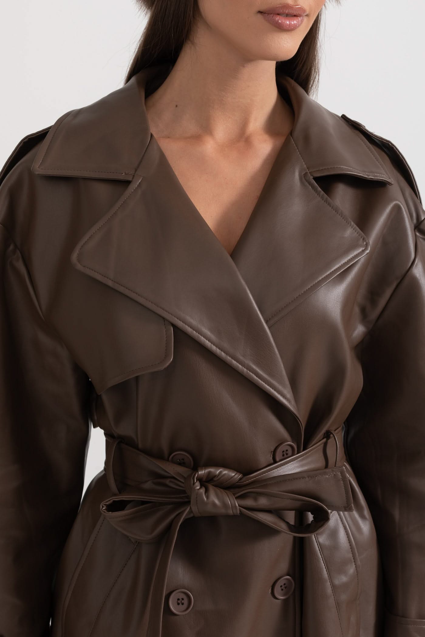 Valencia Belted Trench Coat – Cocoa Leather