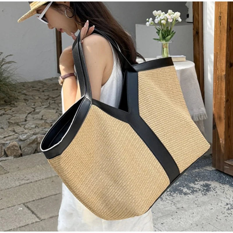 Yas Woven Beach Day Bag - Black