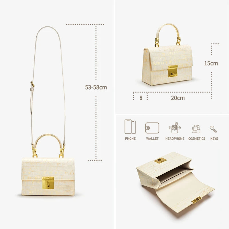 Marais Croc Frame Bag - Ivory Gold