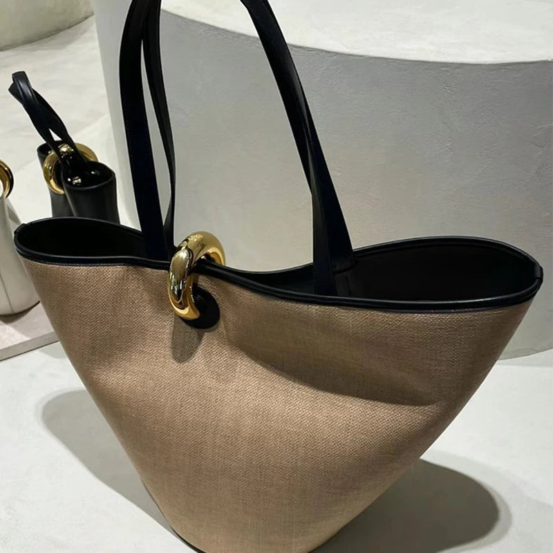 Isola Hourglass Ring Bag - Woven Beige