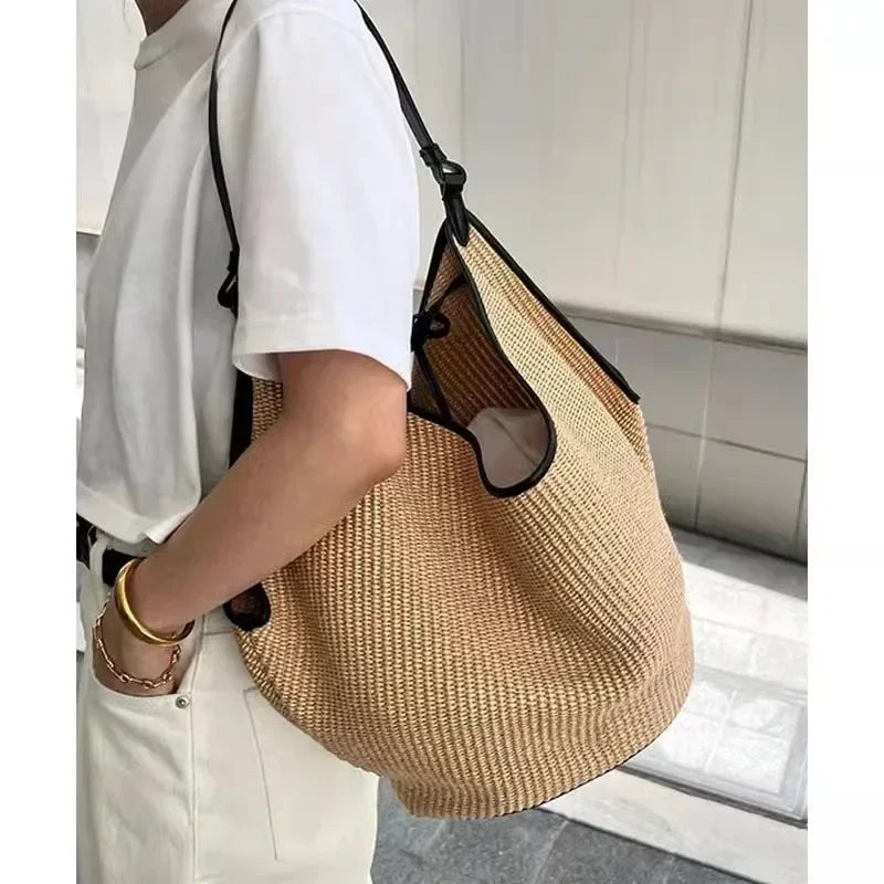 Zahra Shore Woven Bag - Oat Beige