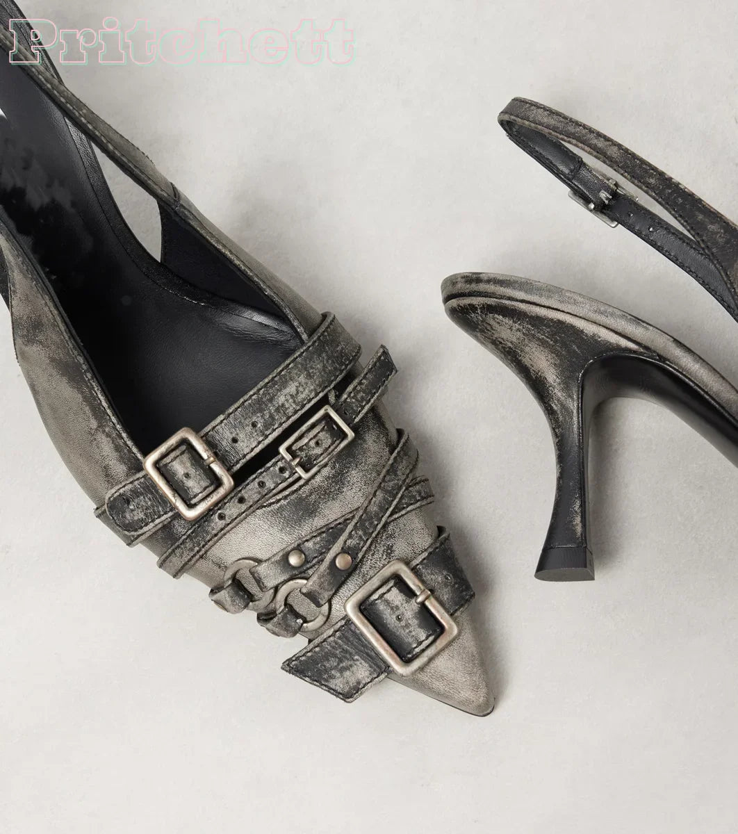 Mercier Slingback Heel - Charcoal Grey