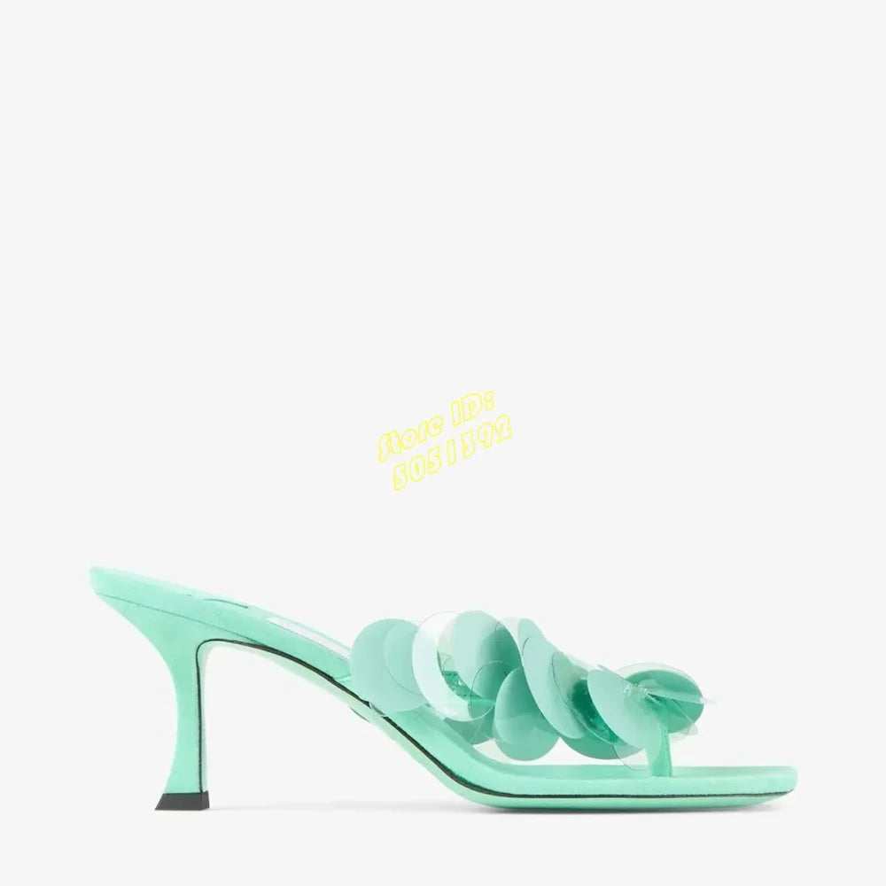 Aqua Bloom Stiletto Sandals - Mint Green