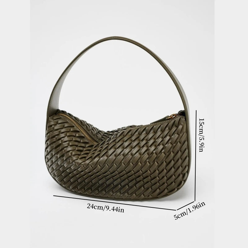 Milano Braidwork Shoulder Bag - Khaki Green