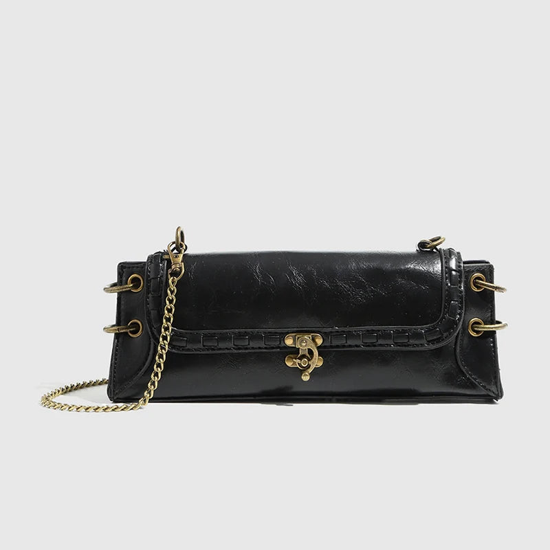Lina Lockette Chain Bag - Olive Gold