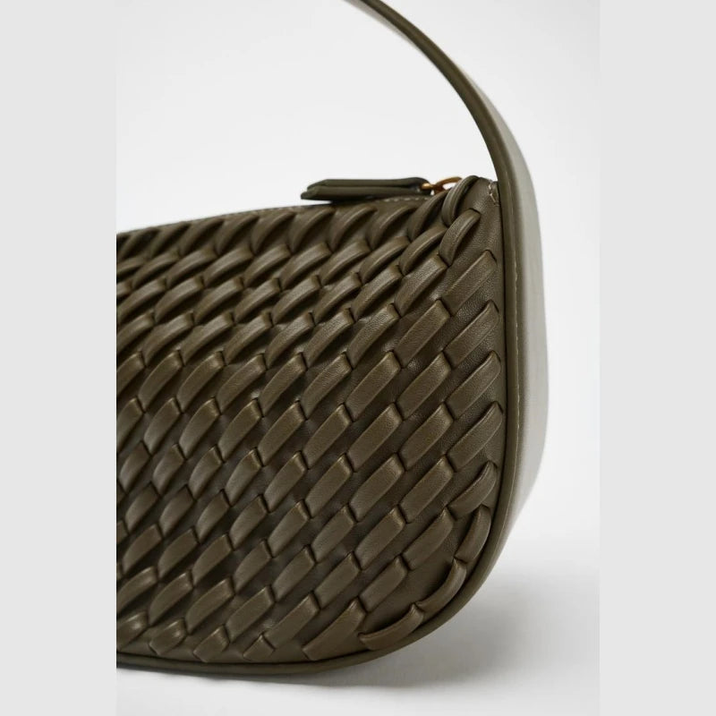 Milano Braidwork Shoulder Bag - Khaki Green