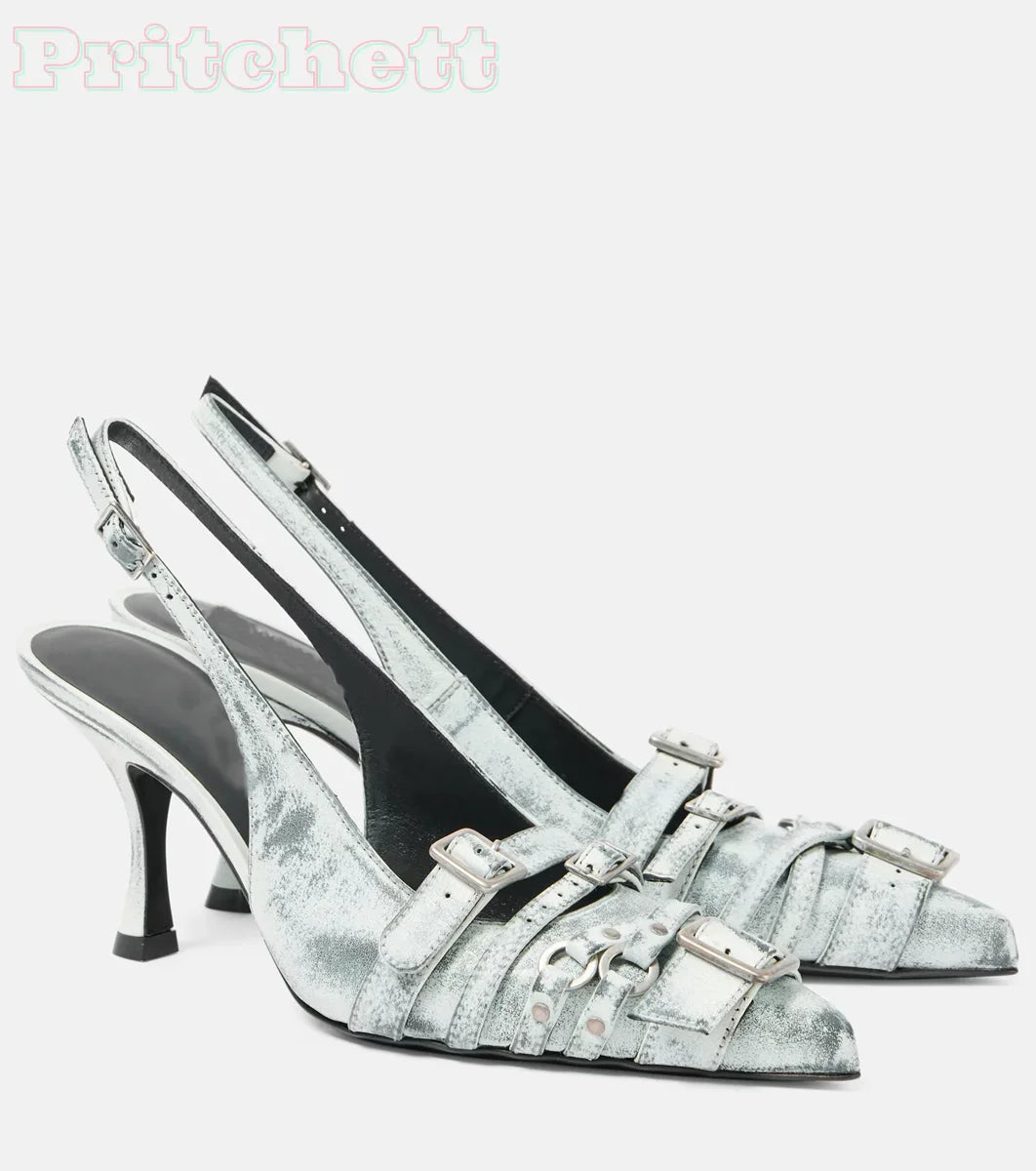 Mercier Slingback Heel - Charcoal Grey