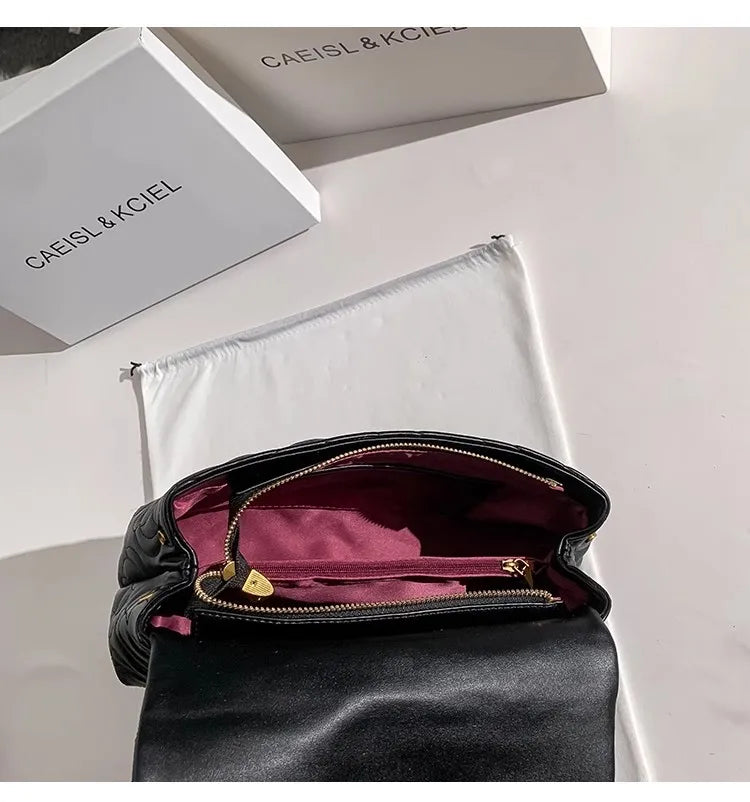 Rosa Embossed Top Handle Bag - Quilted Black