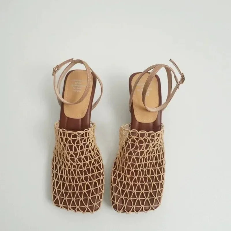 Nataša Net Sandal Mule - Honeycomb Nude