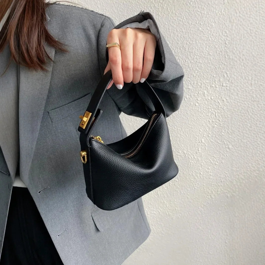 Cansu Clasp Mini Curve Bag - Vanilla Cream