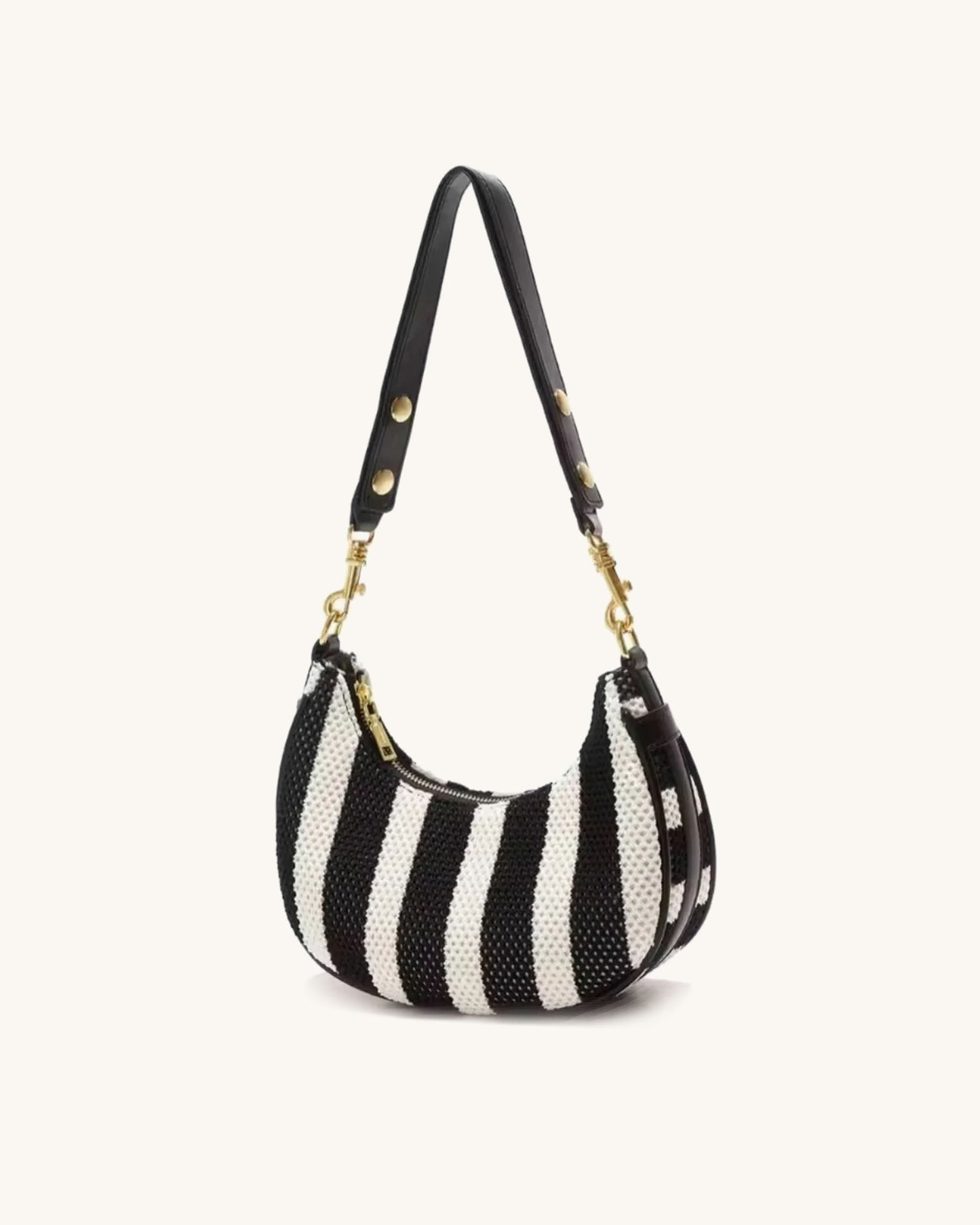 Cleo Stripe Woven Crescent Bag