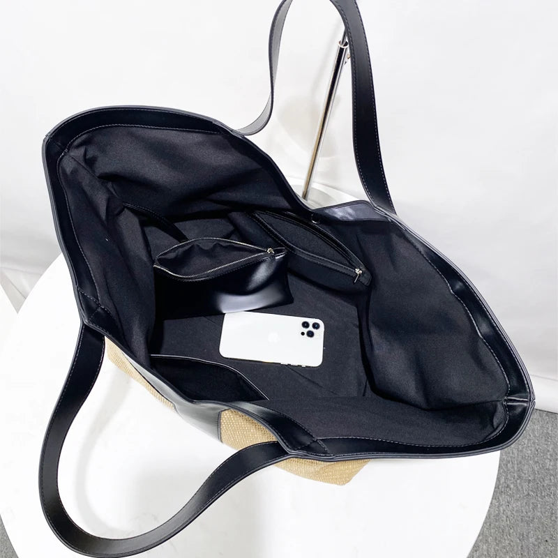 Yas Woven Beach Day Bag - Black
