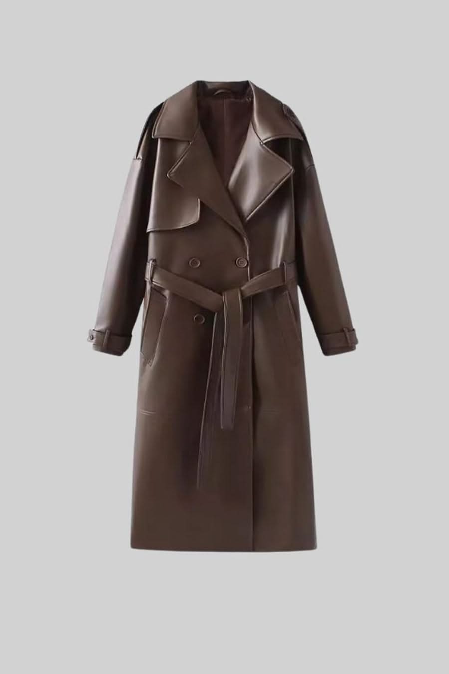 Valencia Belted Trench Coat – Cocoa Leather
