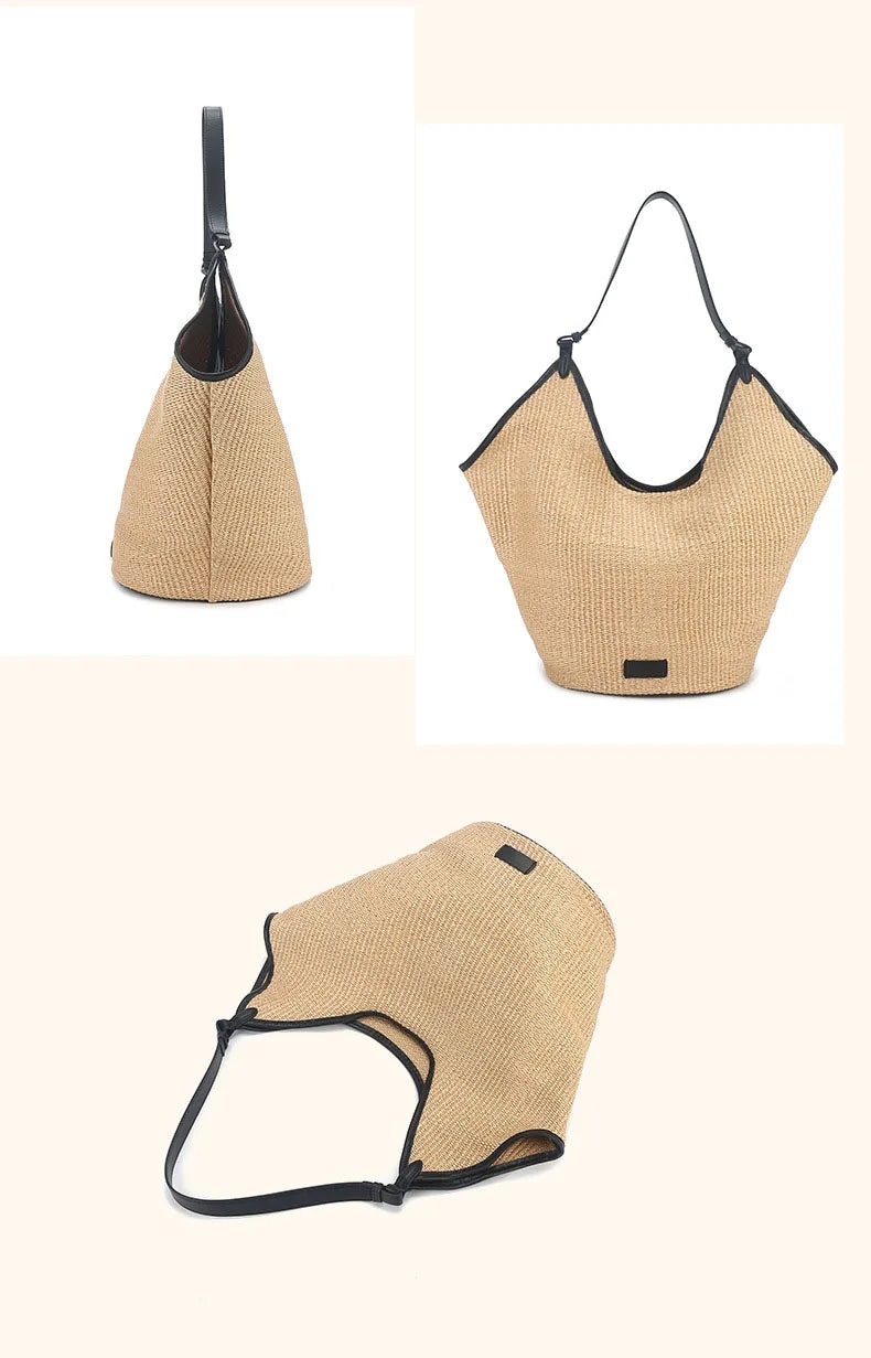 Zahra Shore Woven Bag - Oat Beige