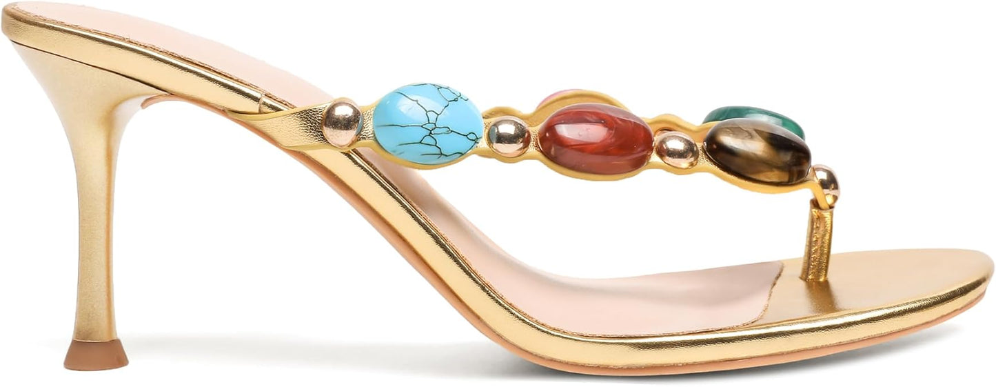 Soleil Gem Stiletto - Golden Mixed Gemstone