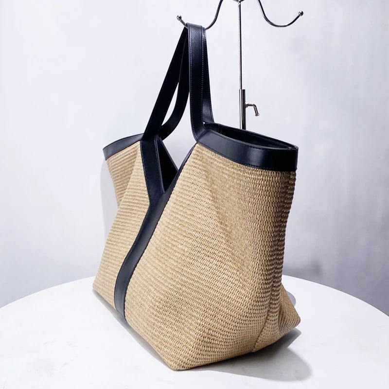Yas Woven Beach Day Bag - Black