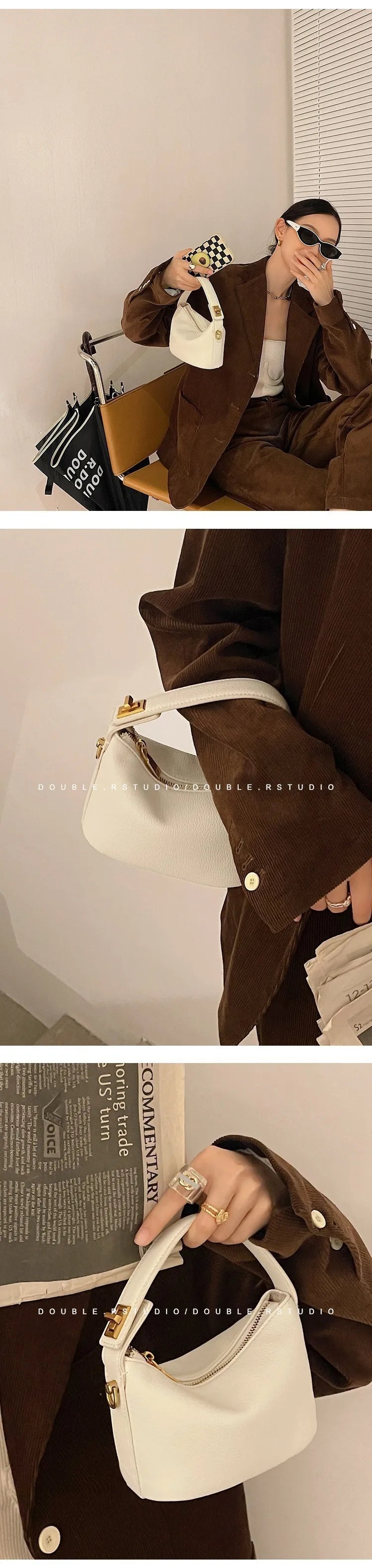 Cansu Clasp Mini Curve Bag - Vanilla Cream