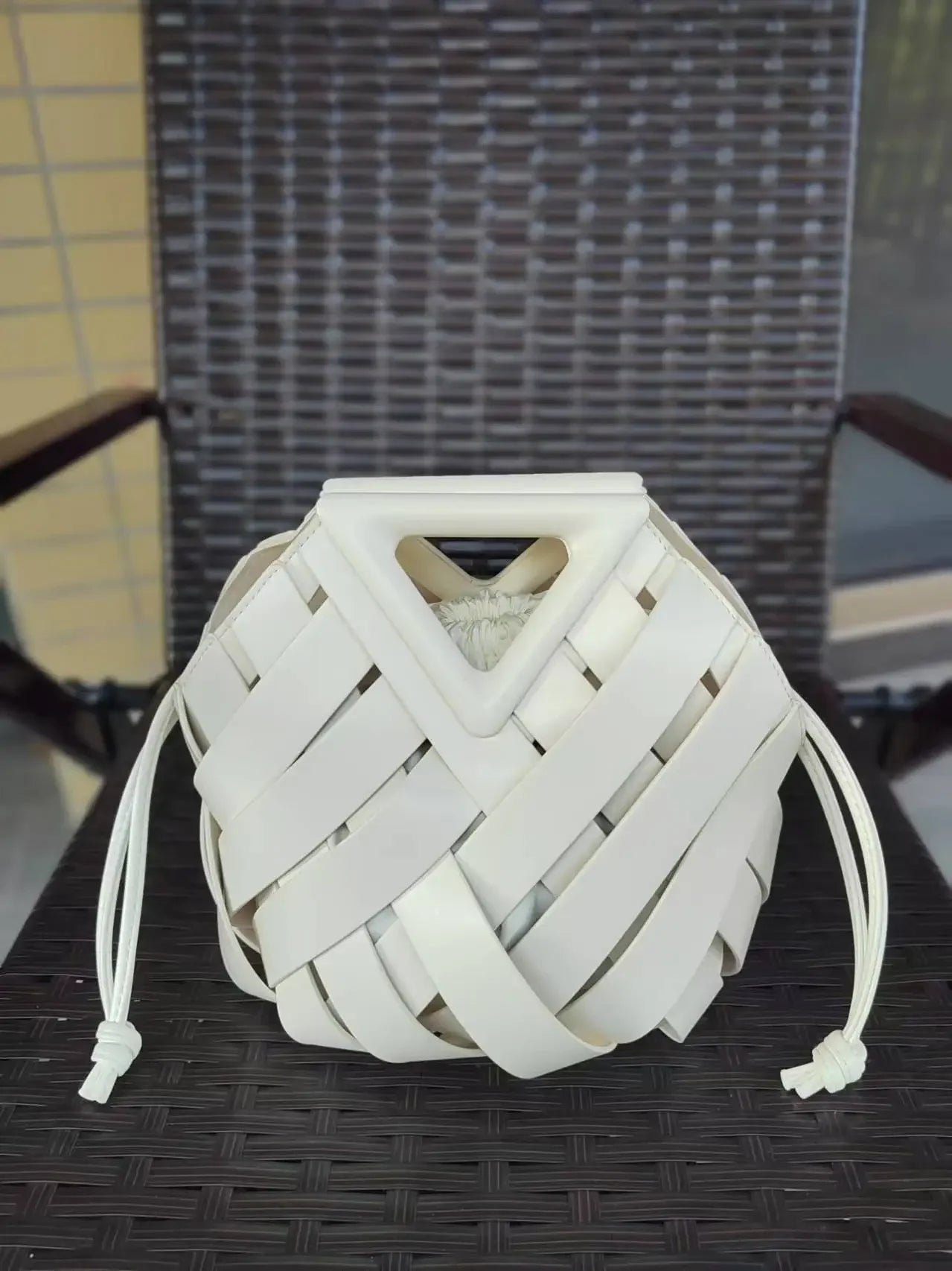 Aria Weave Sphere Clutch - Mocha Brown