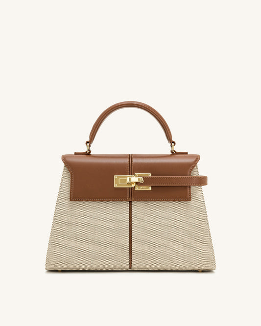 Elise Large Top Handle Bag - Brown Canvas