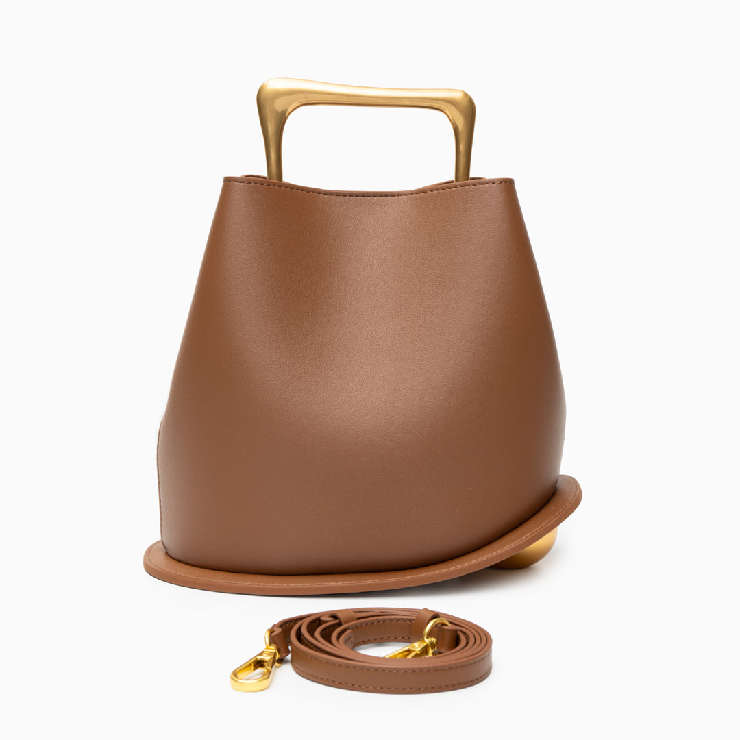 Mira Curve Handle Bag - Burnt Caramel