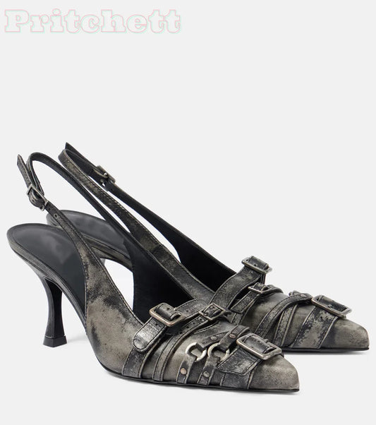 Mercier Slingback Heel - Charcoal Grey